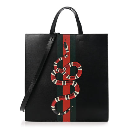 Gucci Calfskin Kingsnake Print Vertical Tote Black 1 of 11