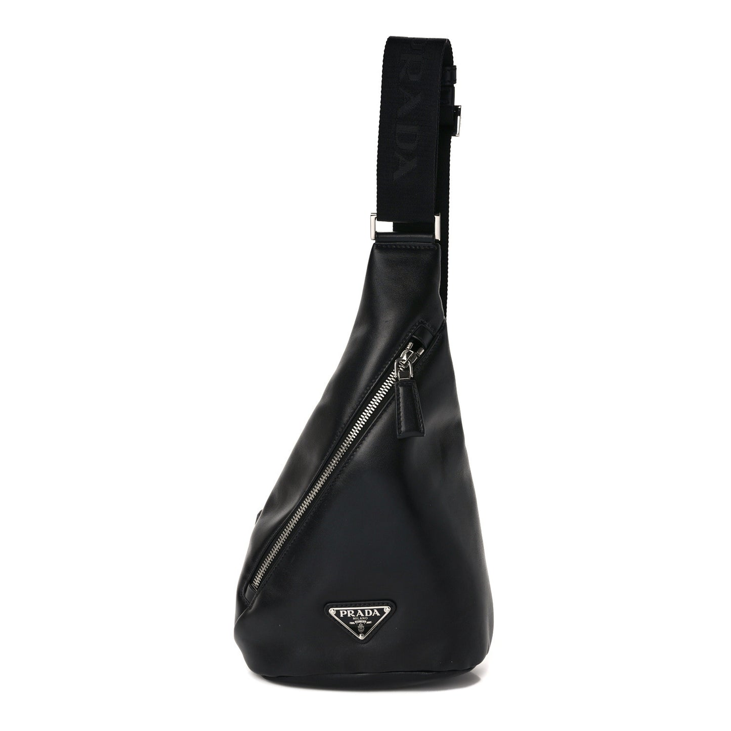 Vitello Daino Logo Embossed Cross Sling Backpack Black