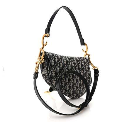 Christian Dior Oblique Saddle Bag With Strap Blue 3 of 10