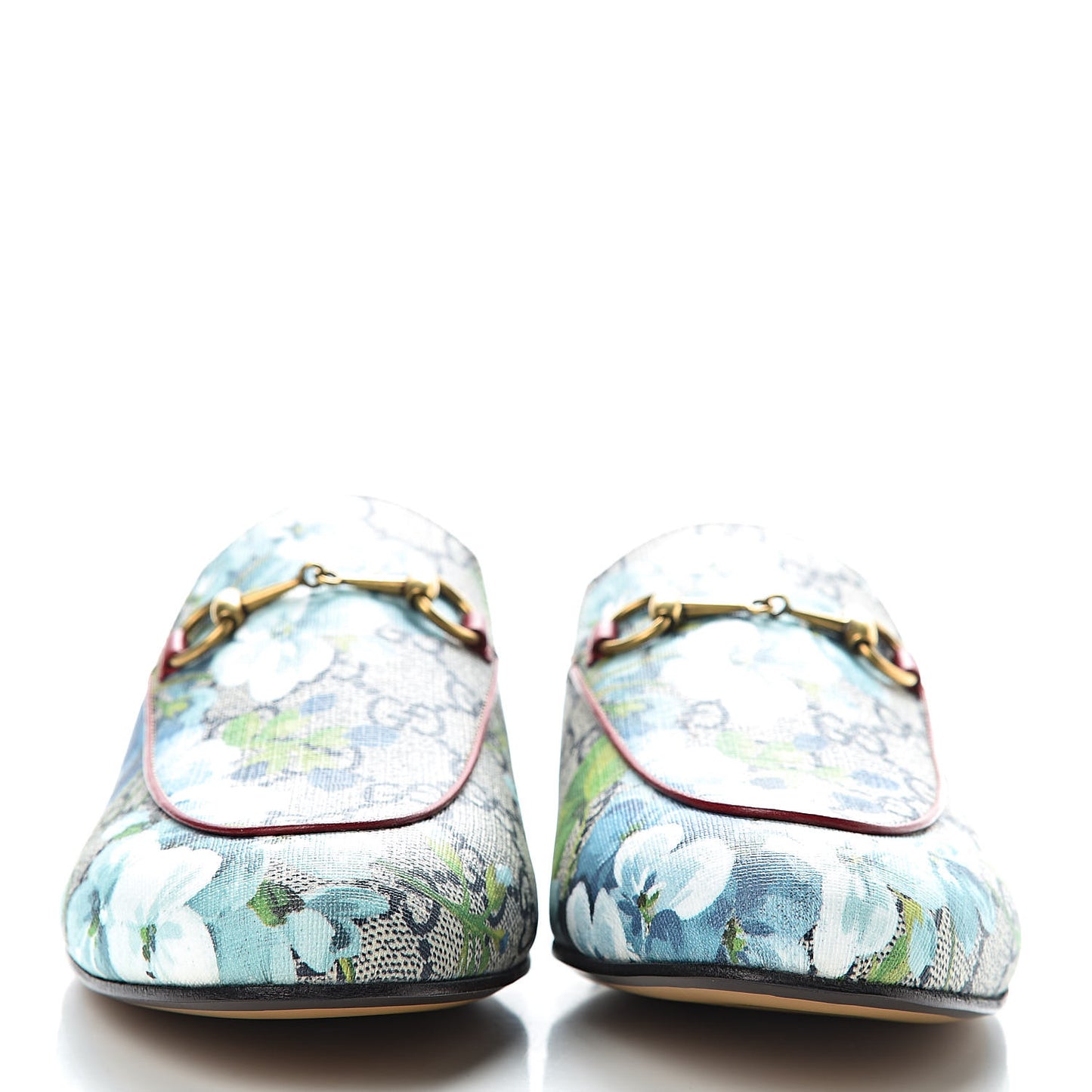 GG Supreme Monogram Blooms Womens Princetown Slippers 39 Beige Blue Navy Hibiscus Red