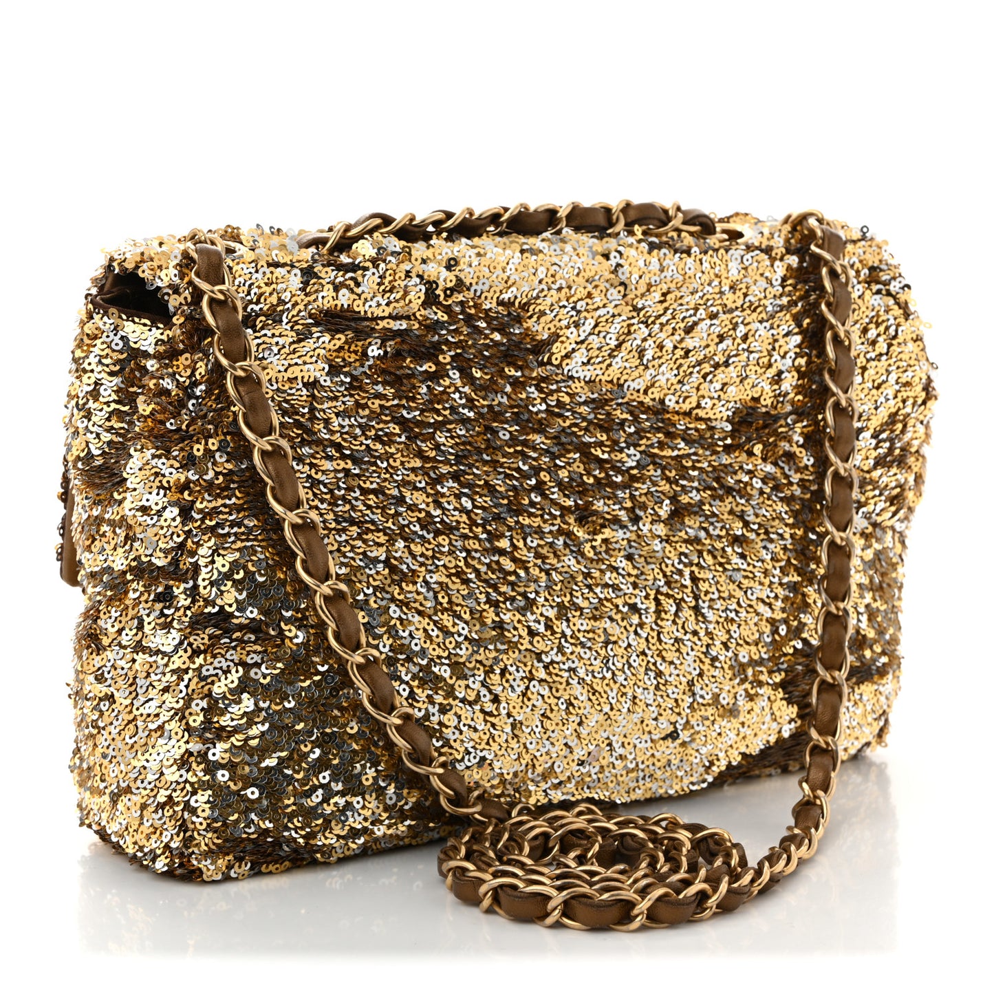Sequin Medium Single Flap Gold