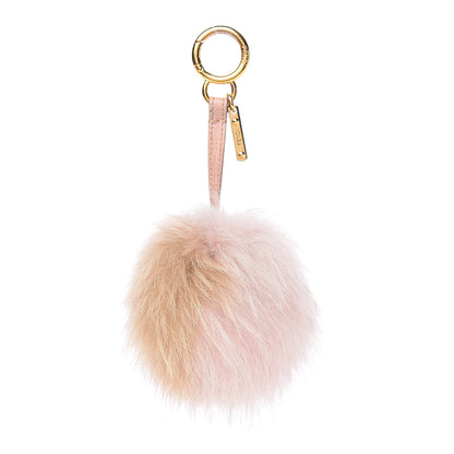 Fendi Fox Fur Vitello Elite Bi-Color Pom Pom Bag Charm Rosa Cammello Cipria 1 of 3
