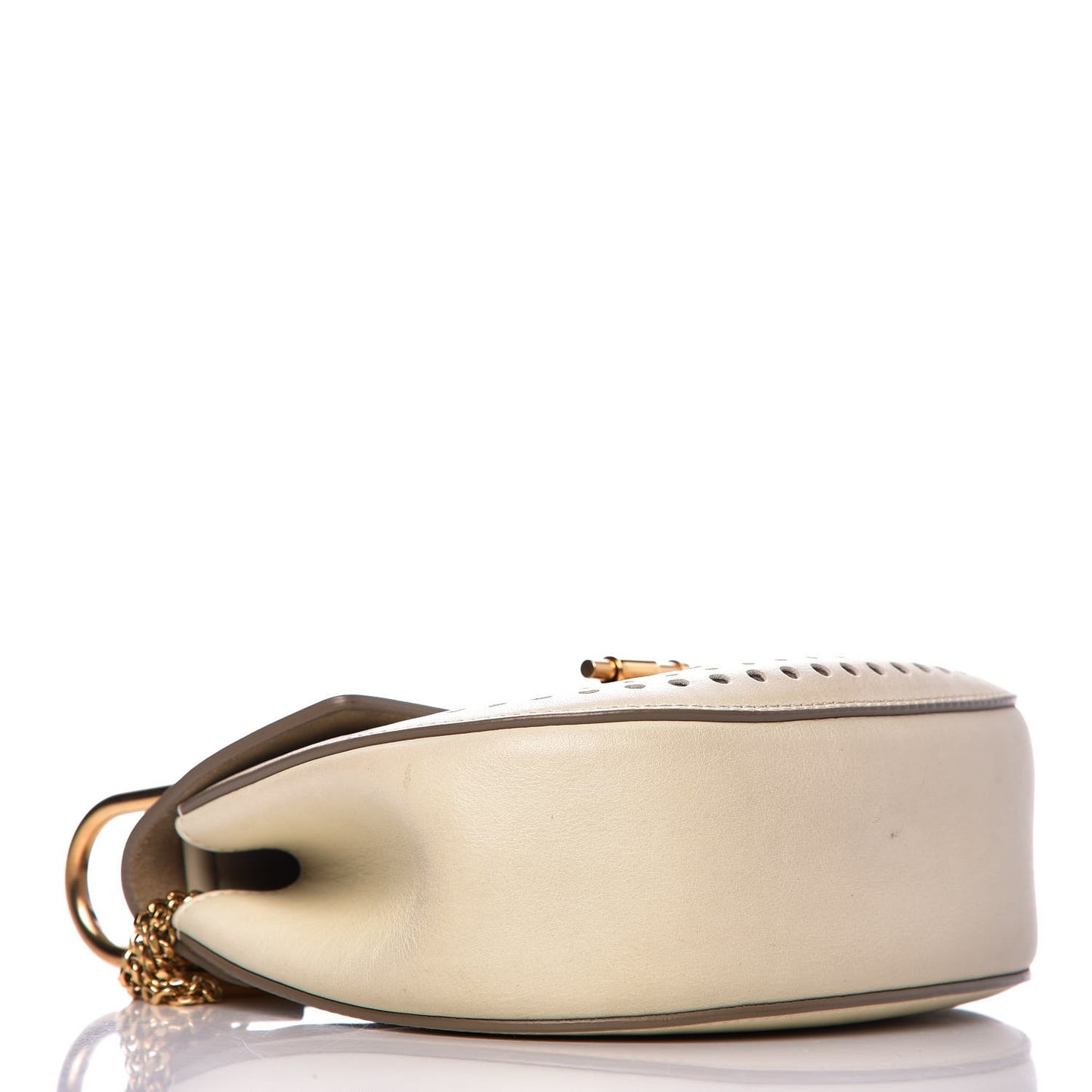 Calfskin Perforated Mini Drew Shoulder Bag White