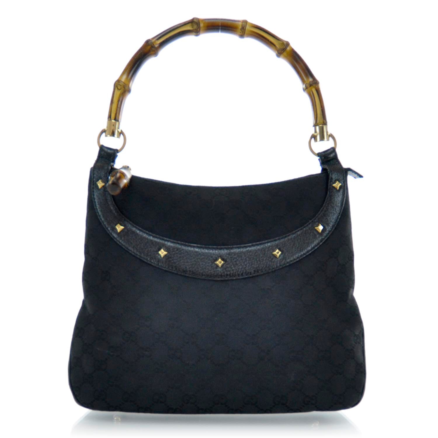 Gucci Monogram Anita Bamboo Top Handle Bag Black 1 of 11
