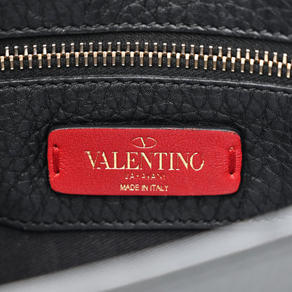 Valentino Garavani Grained Calfskin Rockstud Saddle Bag Black 6 of 12