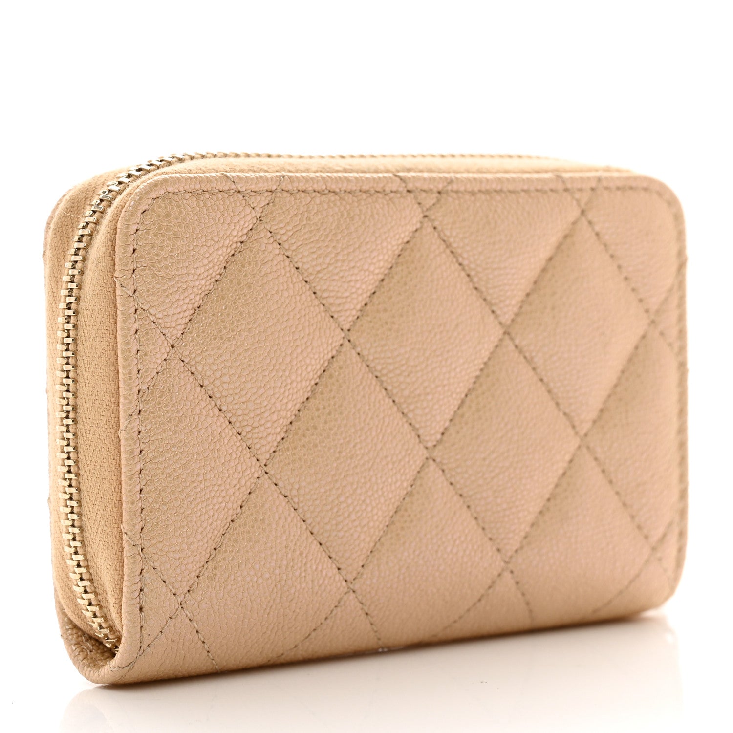 Chanel Iridescent Caviar Quilted Zip Around Coin Purse Beige 3 of 9