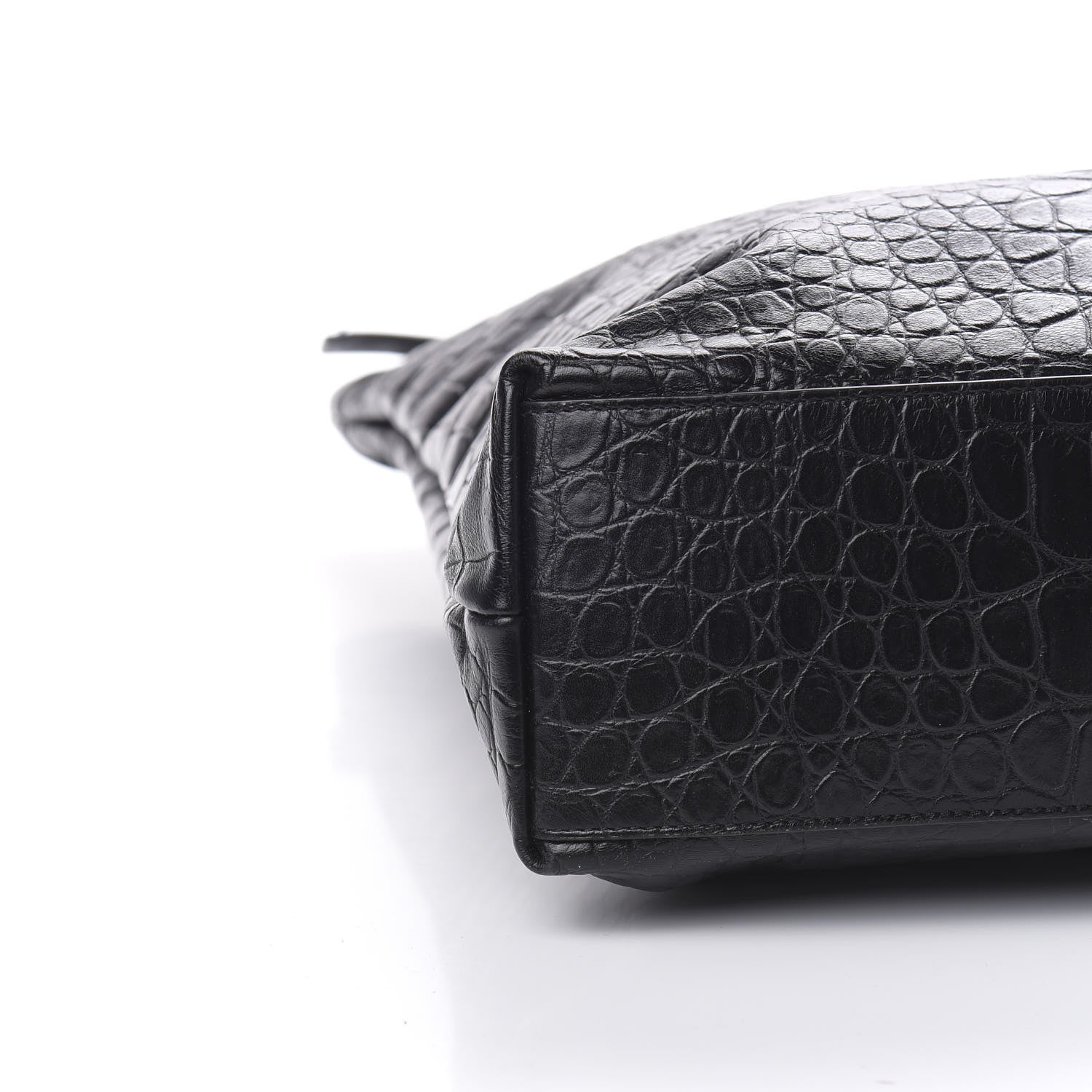 Saint Laurent Calfskin Crocodile Embossed ID Bag Black 9 of 11