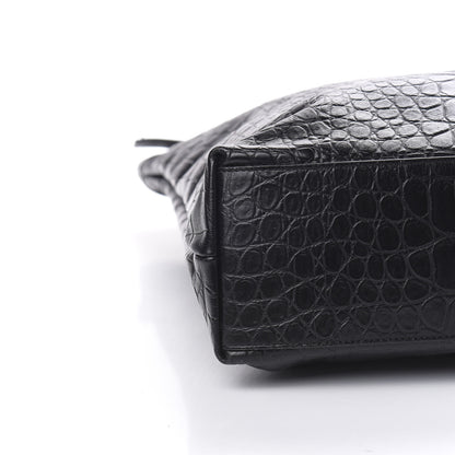 Saint Laurent Calfskin Crocodile Embossed ID Bag Black 9 of 11