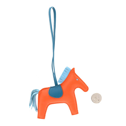 Hermes Milo Lambskin Grigri Rodeo Horse Bag Charm MM Feu Celeste Bleu Izmir 4 of 8