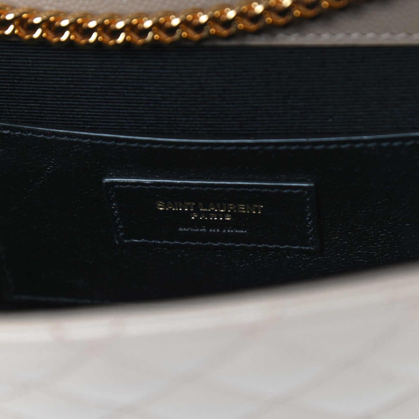 Grain De Poudre Textured Mixed Matelasse Triquilt Small Monogram Satchel Dark Beige