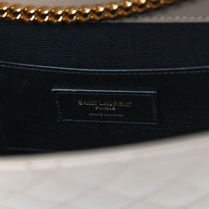 Saint Laurent Grain De Poudre Textured Mixed Matelasse Triquilt Small Monogram Satchel Dark Beige 8 of 9