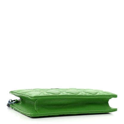 Christian Dior Calfskin Cannage Caro Zipped Pouch With Chain Bright Green 4 of 9