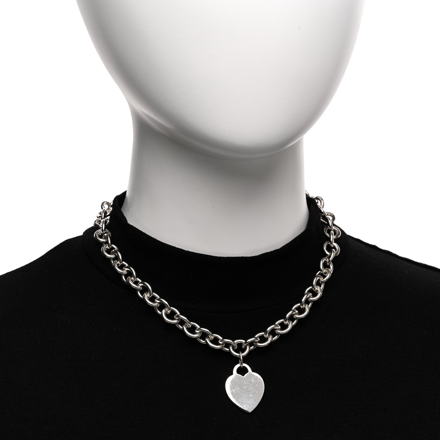 Tiffany Sterling Silver Heart Tag Pendant Necklace 2 of 4
