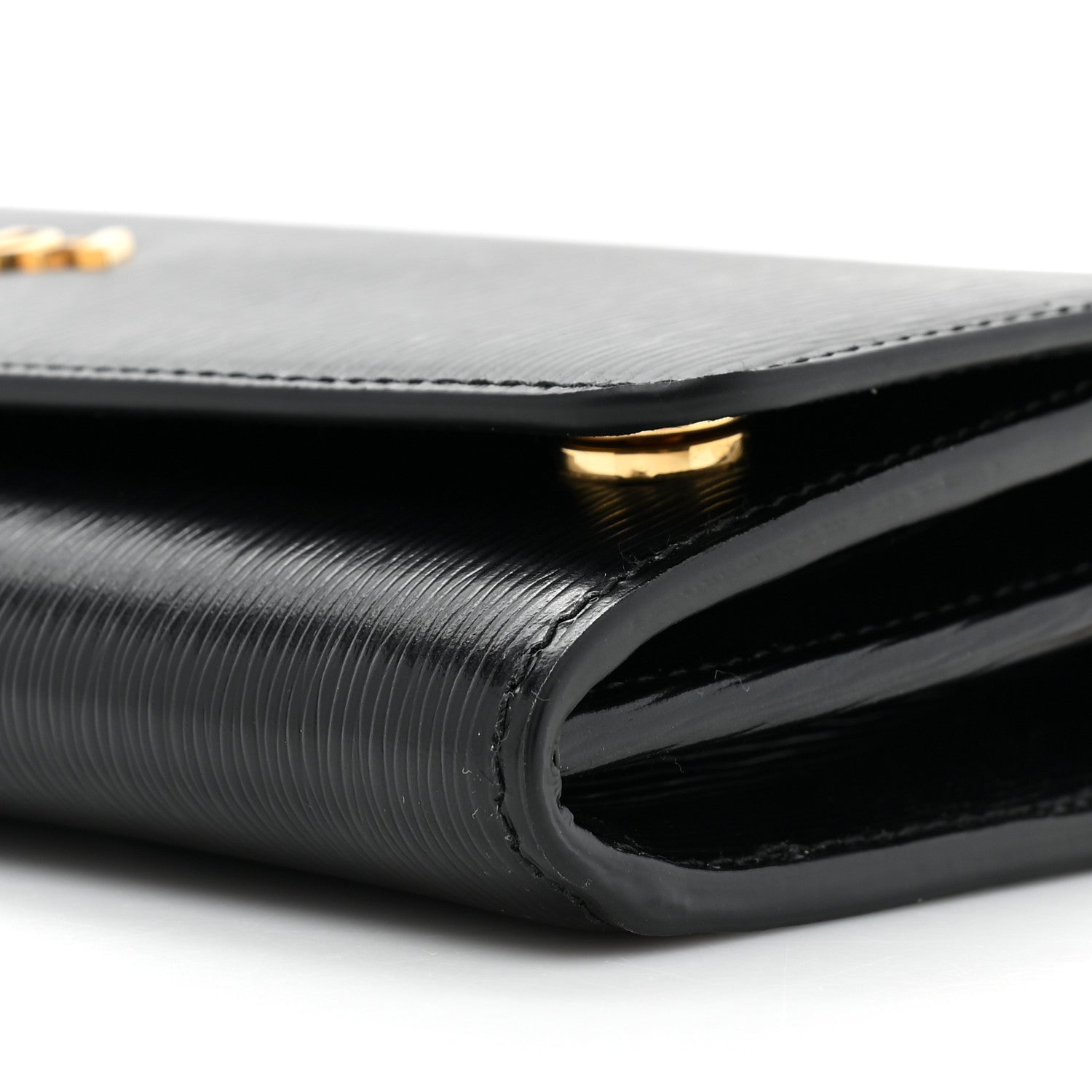 Prada Vitello Move Metal Oro Chain Wallet Black 9 of 10