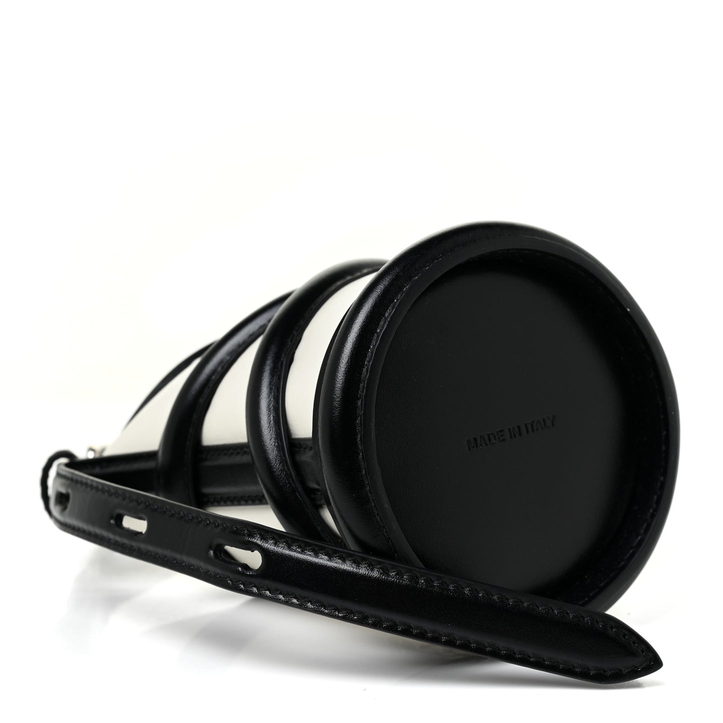 Calfskin Mini Curve Bucket Bag Black White