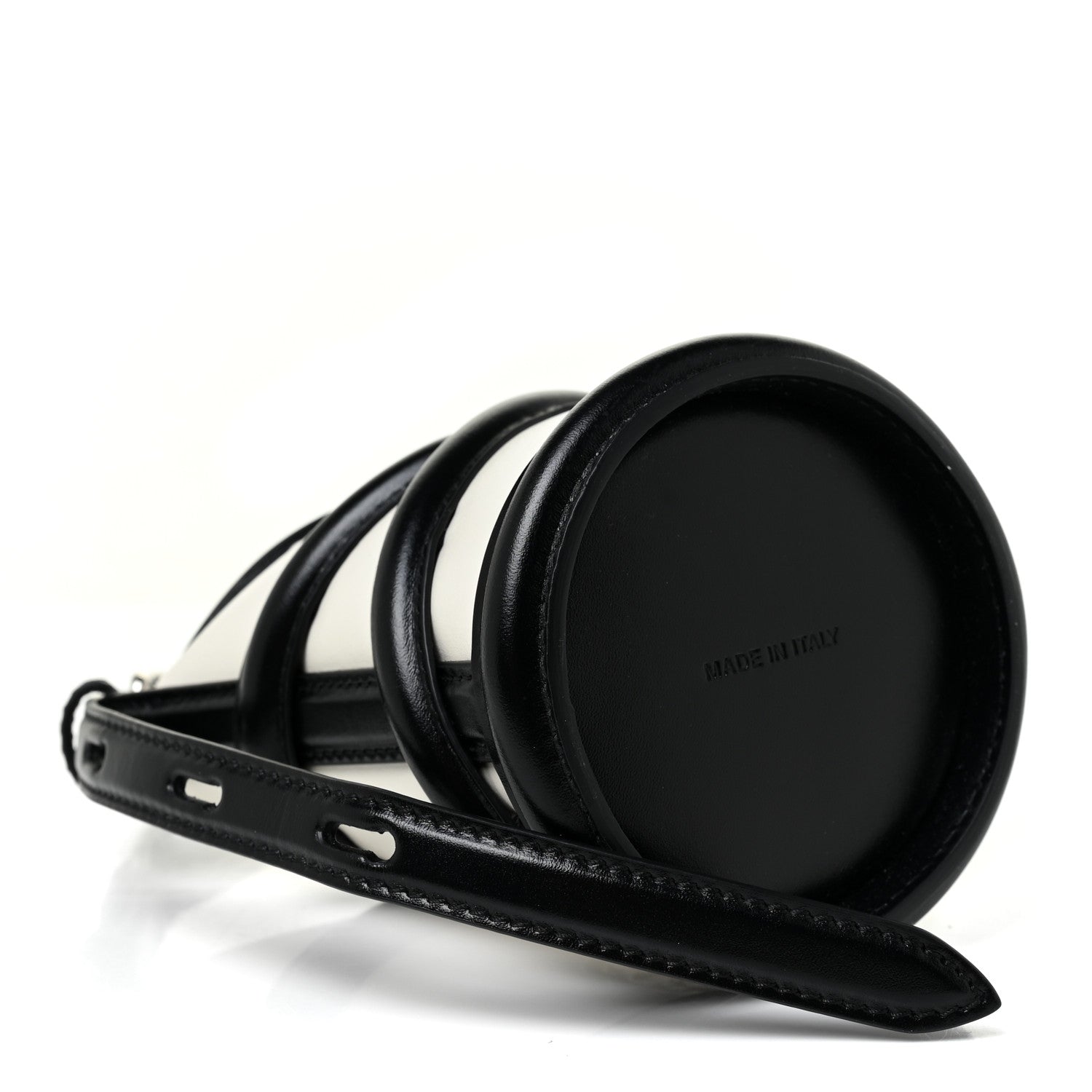 Alexander McQueen Calfskin Mini Curve Bucket Bag Black White 4 of 10