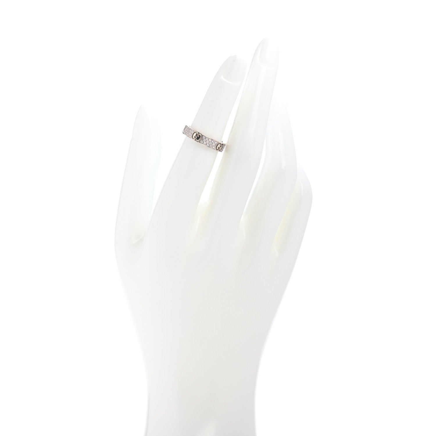 Gucci 18K White Gold Diamond Icon Stardust Band Ring 49 4.75 2 of 4