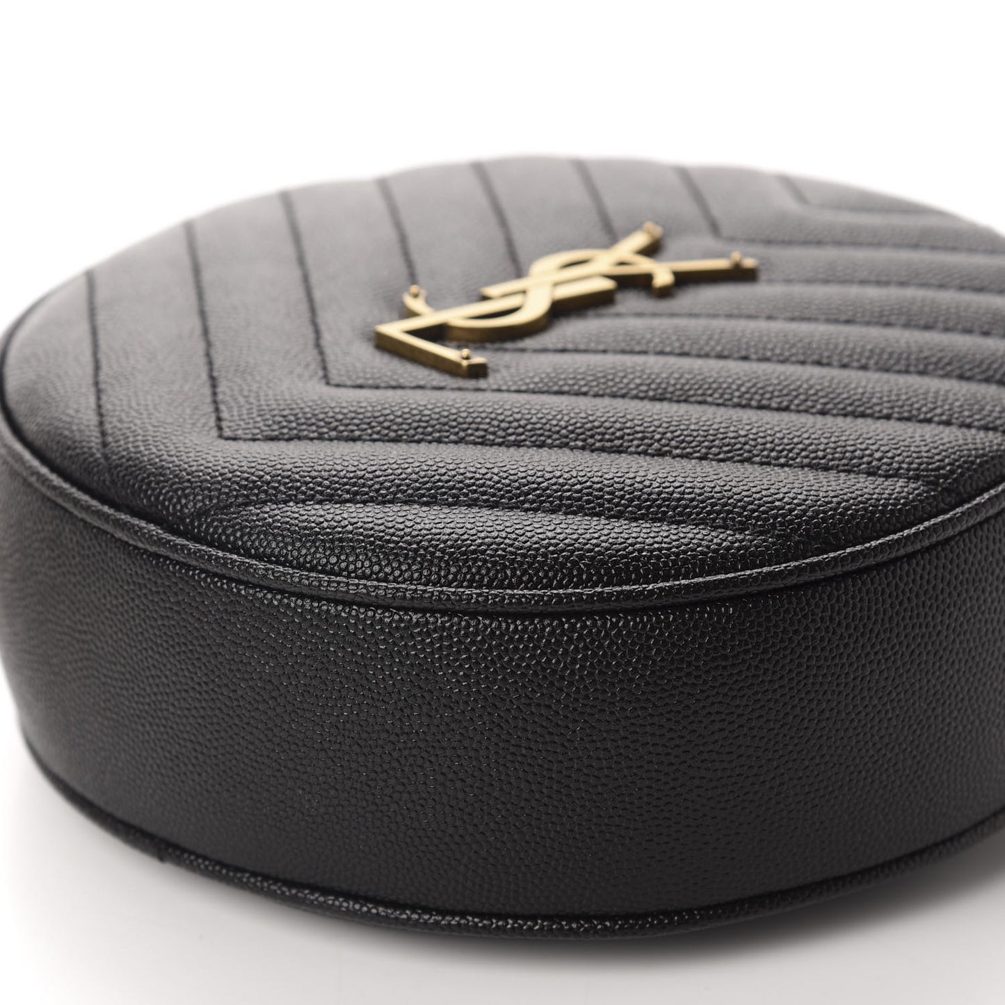 Grain De Poudre Matelasse Chevron Quilted Round Vinyle Camera Bag Black