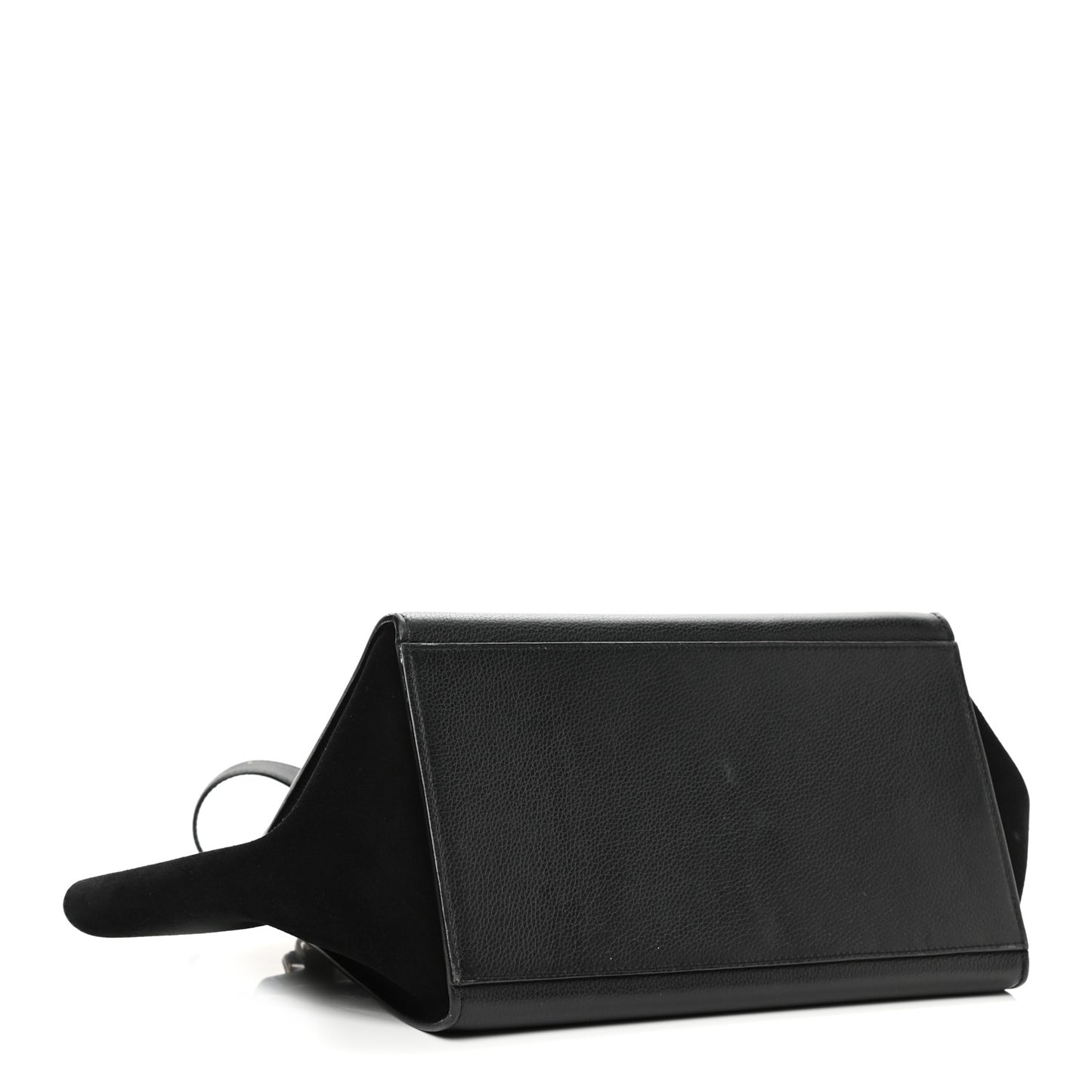 Drummed Calfskin Suede Medium Trapeze Black