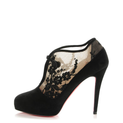 Christian Louboutin Suede Lace Clic Clac 100 Booties 37 Black 1 of 7