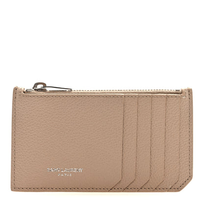 Saint Laurent Grained Calfskin 5 Fragments Zip Pouch Card Holder Nude Powder 1 of 6