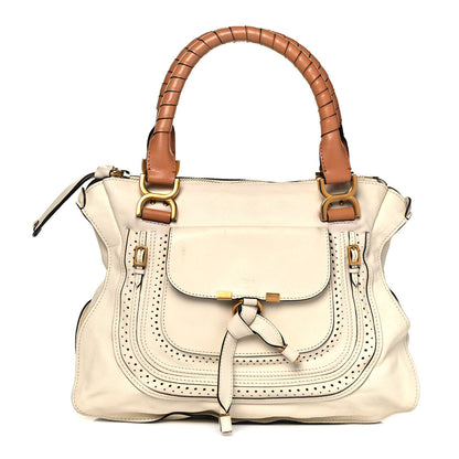 Chloe Calfskin Perforated Medium Marcie Animation Satchel Porcelain 1 of 9