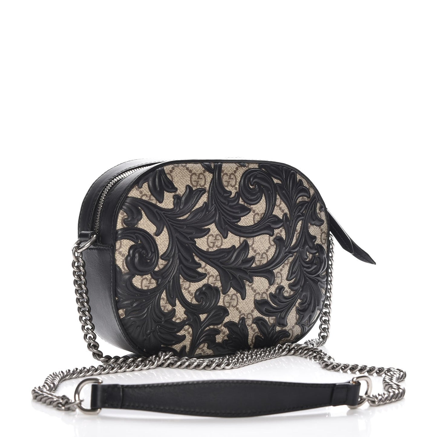 GG Supreme Monogram Arabesque Mini Chain Shoulder Bag Beige Black