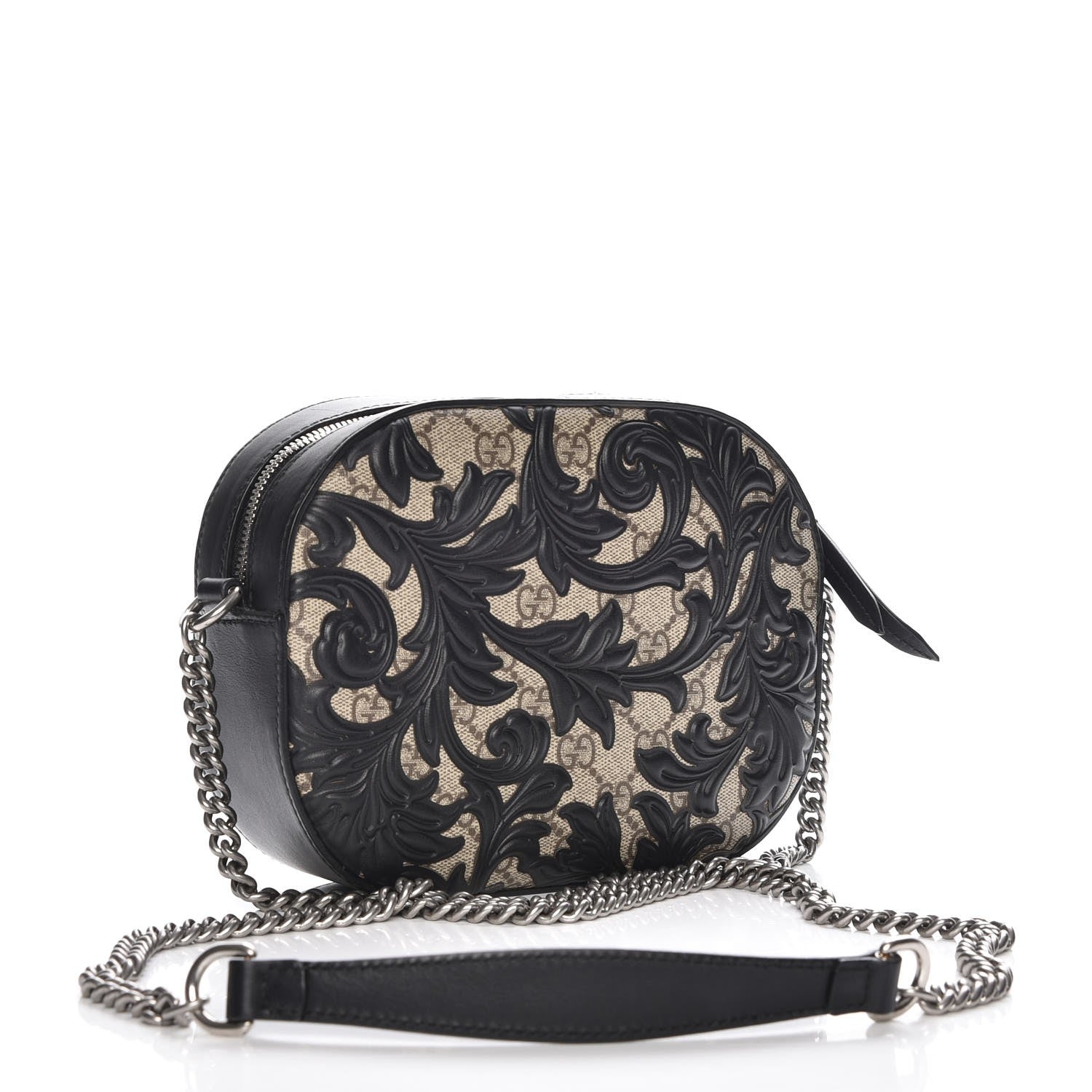 Gucci GG Supreme Monogram Arabesque Mini Chain Shoulder Bag Beige Black 3 of 7