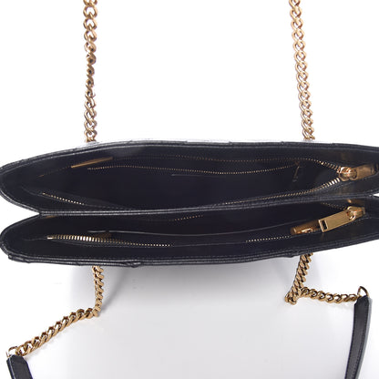 Saint Laurent Grain De Poudre Matelasse Chevron Small Tribeca Shopping Bag Black 5 of 12