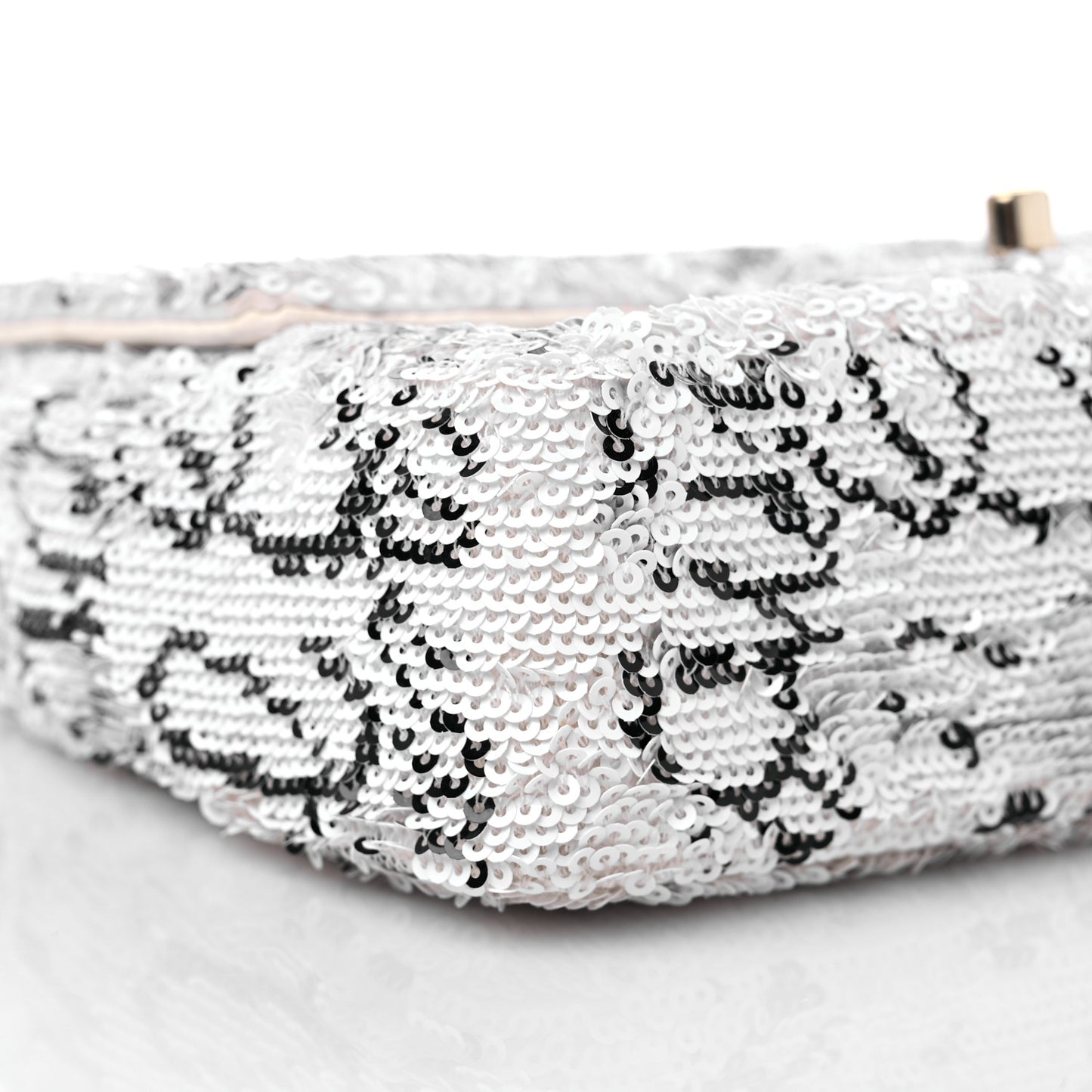 Sequin Logo Mini Rectangular Flap White Black
