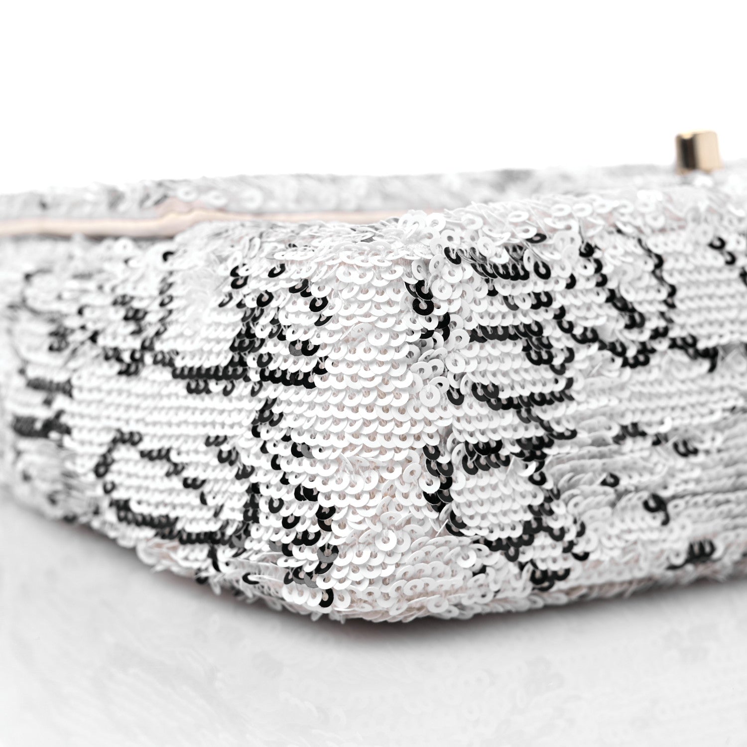 Chanel Sequin Logo Mini Rectangular Flap White Black 9 of 11