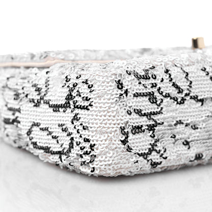 Chanel Sequin Logo Mini Rectangular Flap White Black 9 of 11