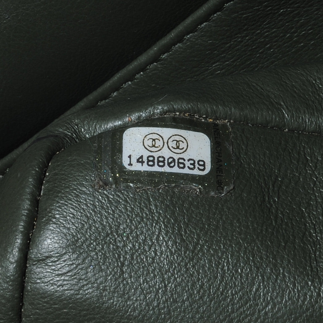 Caviar Maxi Double Flap Dark Green