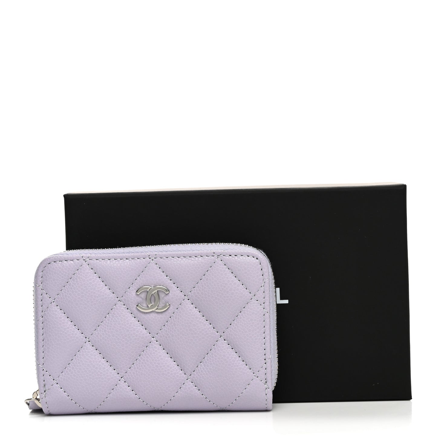 Caviar Quilted Zip Coin Purse Purple