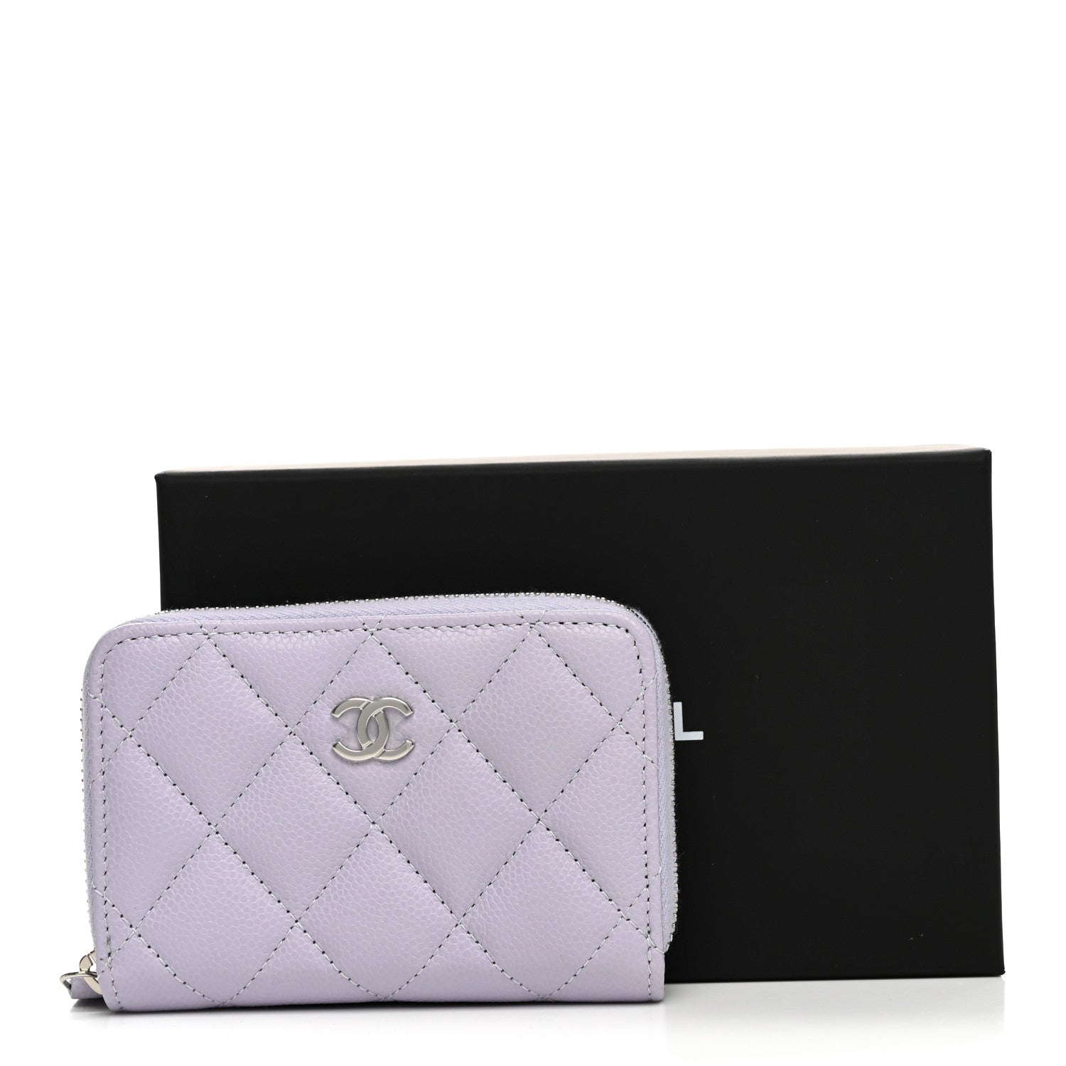 Chanel Caviar Quilted Zip Coin Purse Purple 8 of 8