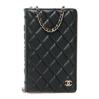 Chanel Lambskin Quilted Book Wallet On Chain WOC Black 1 of 11
