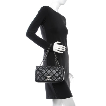 Chanel Calfskin Diamond Embroidered Medium Flap Black 2 of 12