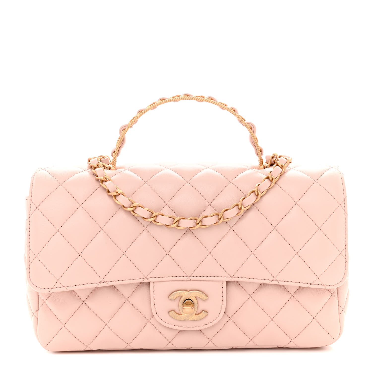 Chanel Lambskin Quilted Mini Top Handle Flap Pink 1 of 11