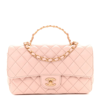 Chanel Lambskin Quilted Mini Top Handle Flap Pink 1 of 11