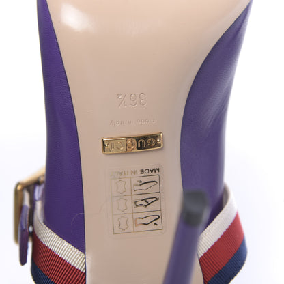 Gucci Malaga Kid Sylvie High Heel Pumps 36.5 Shine Purple 8 of 9