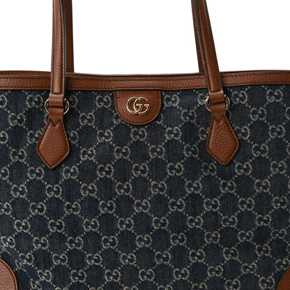 Gucci New Denim GG Monogram Medium Ophidia Shopping Tote Blue Tea Cuir 8 of 10
