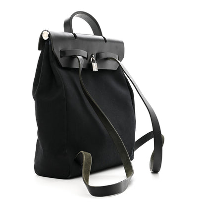 Hermes Toile Vache Calfskin Herbag 30 PM Backpack Black 4 of 11