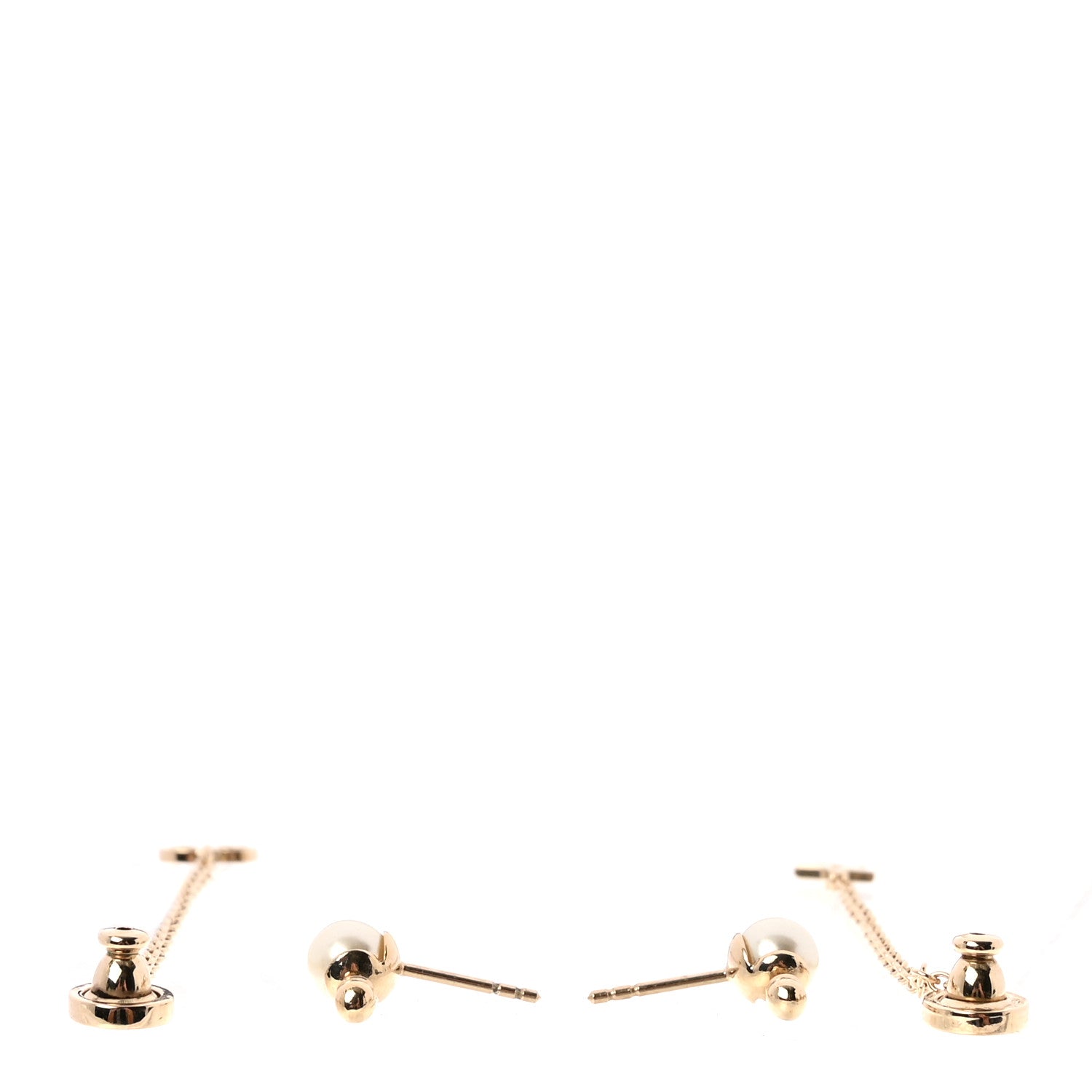 Christian Dior Pearl La Petite Tribale Dangle Chain Earrings Gold 3 of 4