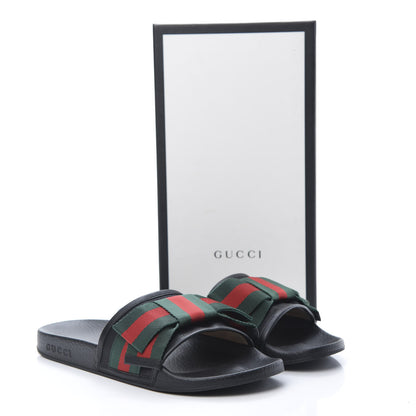 Gucci Satin Web Bow Slide Sandals 40 Black 9 of 9