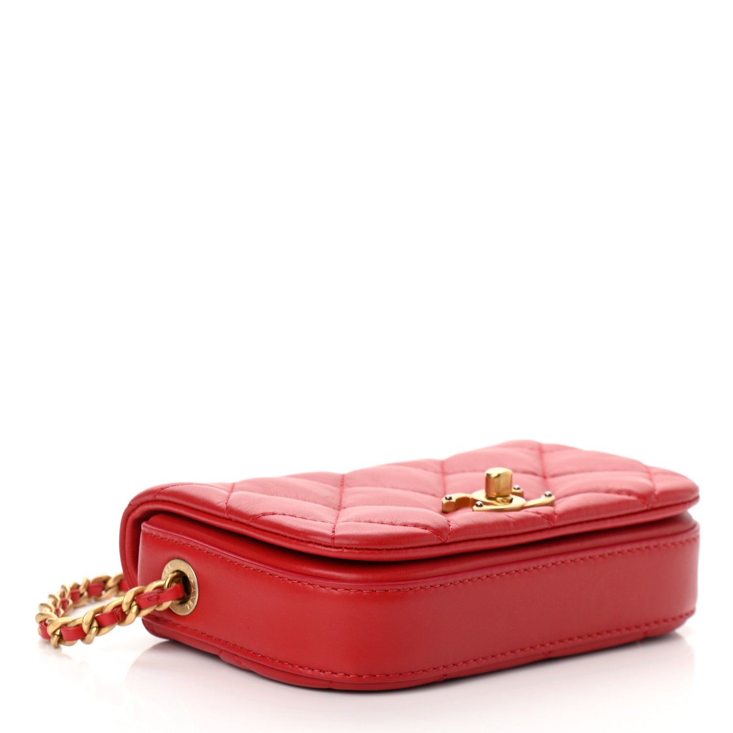 Chanel Calfskin Quilted Mini Nailed CC Flap Bag Red 4 of 11