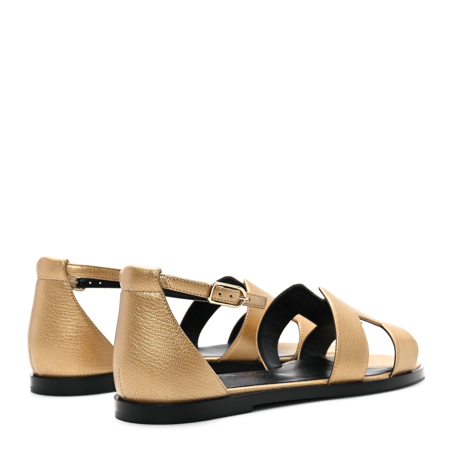 Hermes Metallic Chevre Chamkilight Santorini Sandals 37 Dore 5 of 10