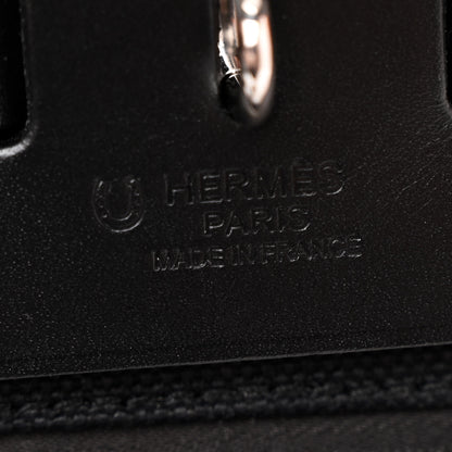 Hermes Military Toile Vache Hunter Laque Horseshoe Herbag Zip Retourne 31 PM Black 7 of 13