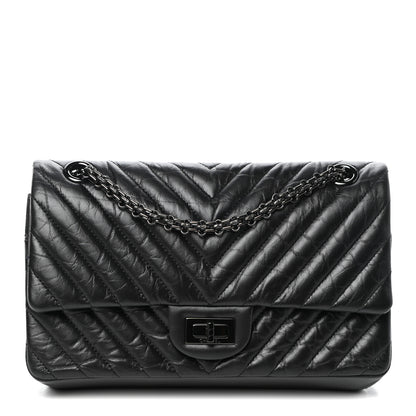 Chanel Aged Calfskin Chevron Quilted 2.55 Reissue 225 Flap So Black 1 of 10
