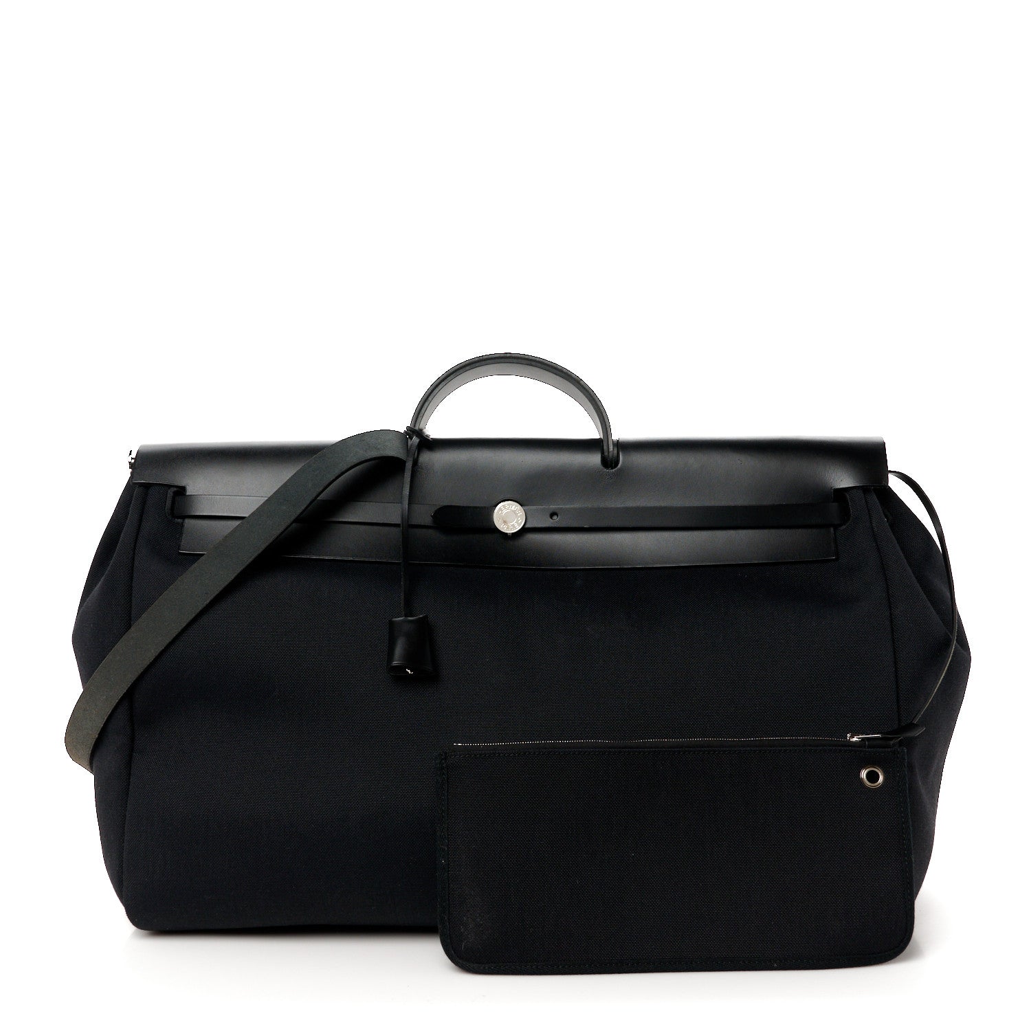 Hermes Military Toile Vache Hunter Herbag Zip Retourne Cabine Bag Black 3 of 12
