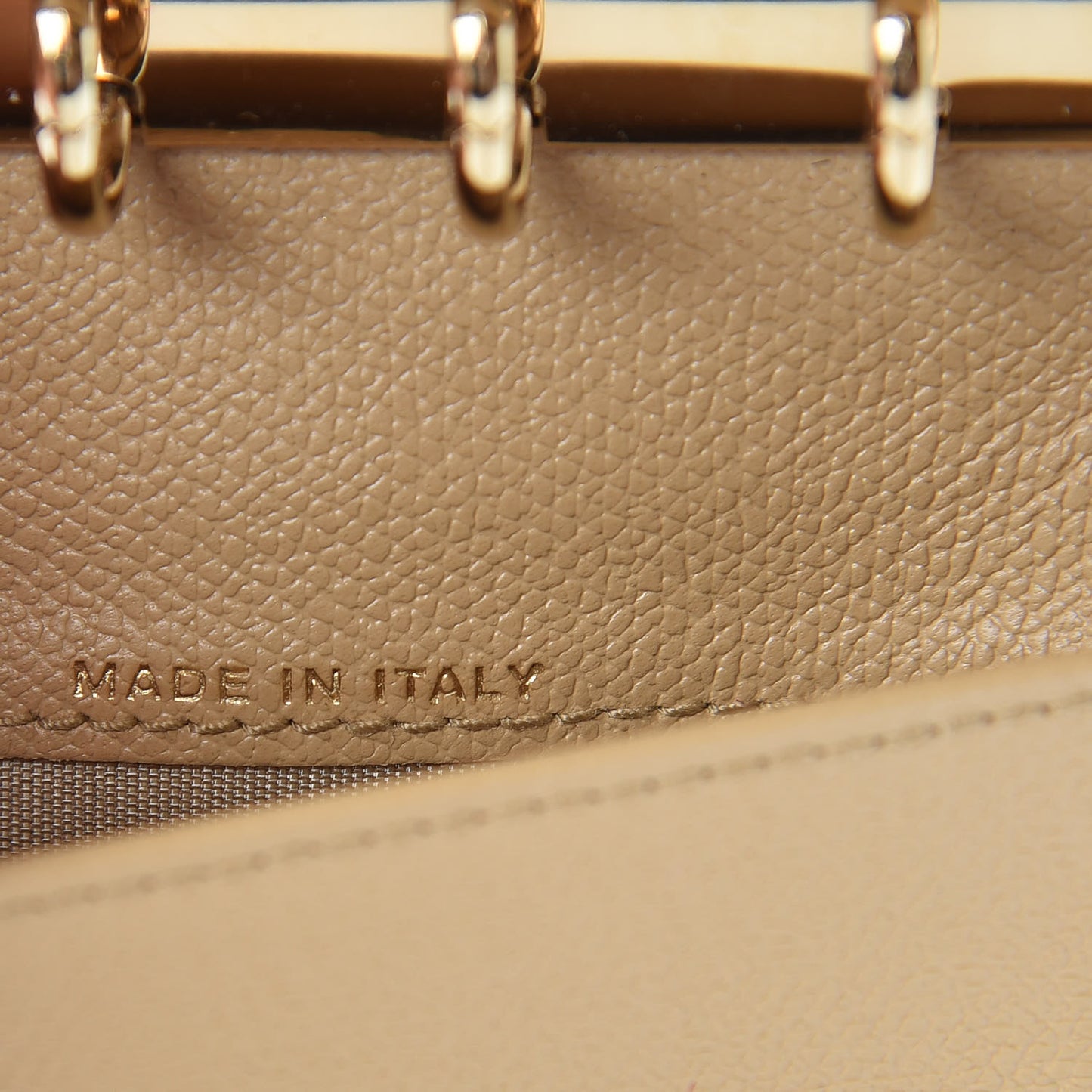 Grained Calfskin CC Button Pocket Agenda Cover Beige